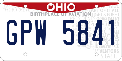 OH license plate GPW5841