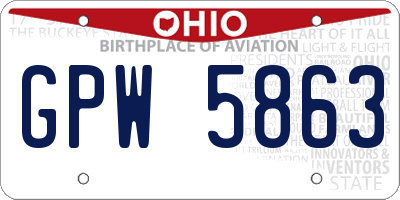 OH license plate GPW5863