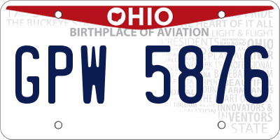OH license plate GPW5876