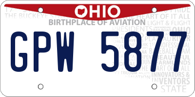OH license plate GPW5877