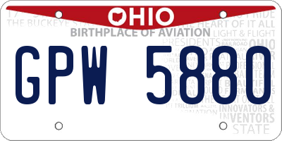 OH license plate GPW5880