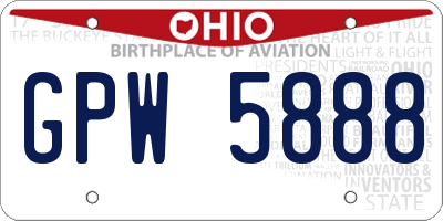 OH license plate GPW5888