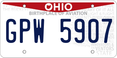 OH license plate GPW5907