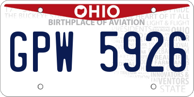 OH license plate GPW5926