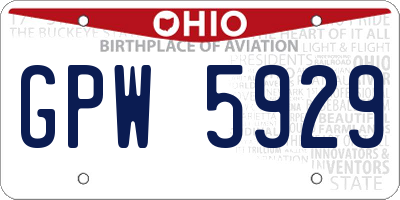 OH license plate GPW5929