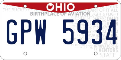 OH license plate GPW5934