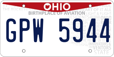 OH license plate GPW5944