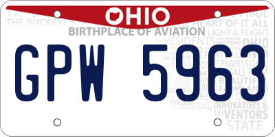 OH license plate GPW5963