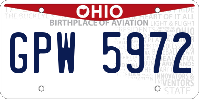 OH license plate GPW5972