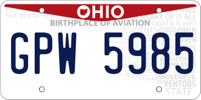 OH license plate GPW5985