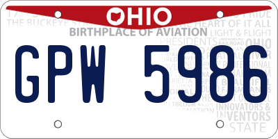 OH license plate GPW5986