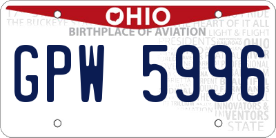 OH license plate GPW5996