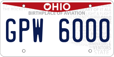 OH license plate GPW6000