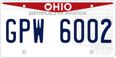 OH license plate GPW6002
