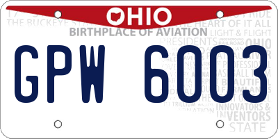 OH license plate GPW6003