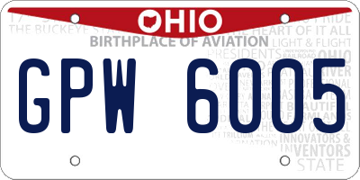 OH license plate GPW6005