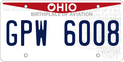 OH license plate GPW6008