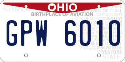OH license plate GPW6010