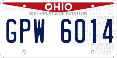 OH license plate GPW6014