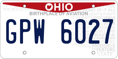 OH license plate GPW6027
