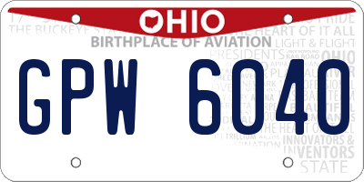 OH license plate GPW6040