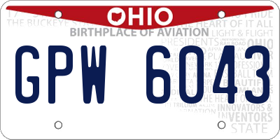 OH license plate GPW6043