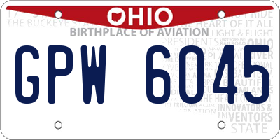 OH license plate GPW6045