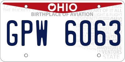 OH license plate GPW6063
