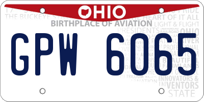 OH license plate GPW6065