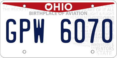 OH license plate GPW6070
