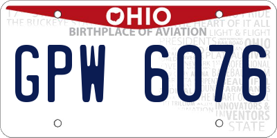 OH license plate GPW6076