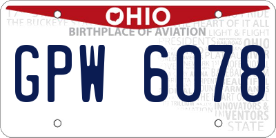 OH license plate GPW6078