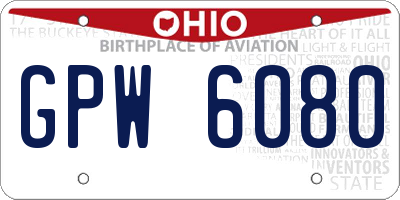 OH license plate GPW6080