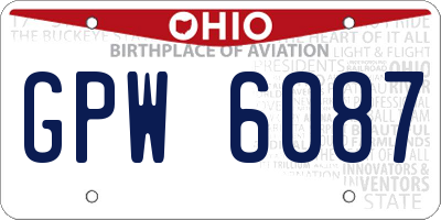 OH license plate GPW6087