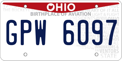 OH license plate GPW6097