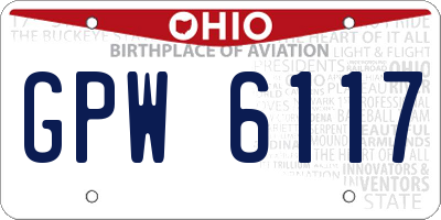 OH license plate GPW6117
