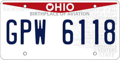 OH license plate GPW6118