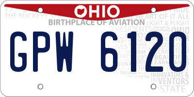 OH license plate GPW6120