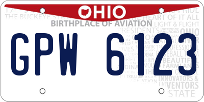 OH license plate GPW6123