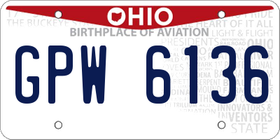 OH license plate GPW6136