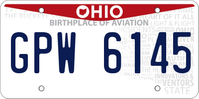 OH license plate GPW6145