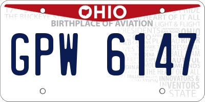 OH license plate GPW6147