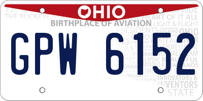 OH license plate GPW6152