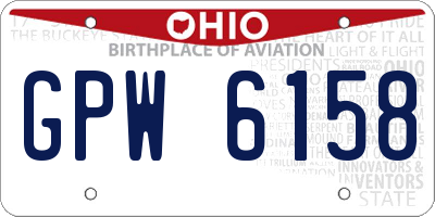 OH license plate GPW6158