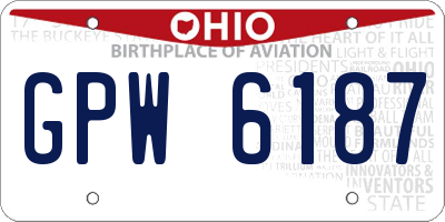 OH license plate GPW6187