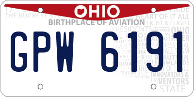 OH license plate GPW6191