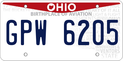 OH license plate GPW6205