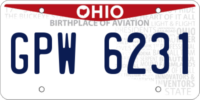 OH license plate GPW6231