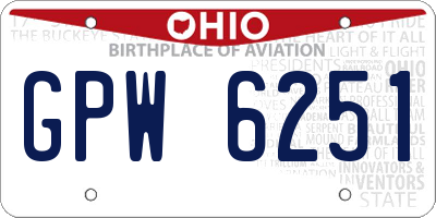 OH license plate GPW6251