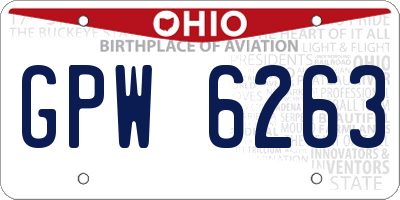 OH license plate GPW6263